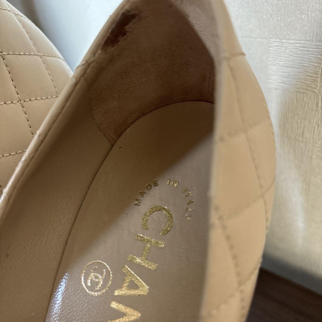 CHANEL ベージュ キルティング ハイヒール