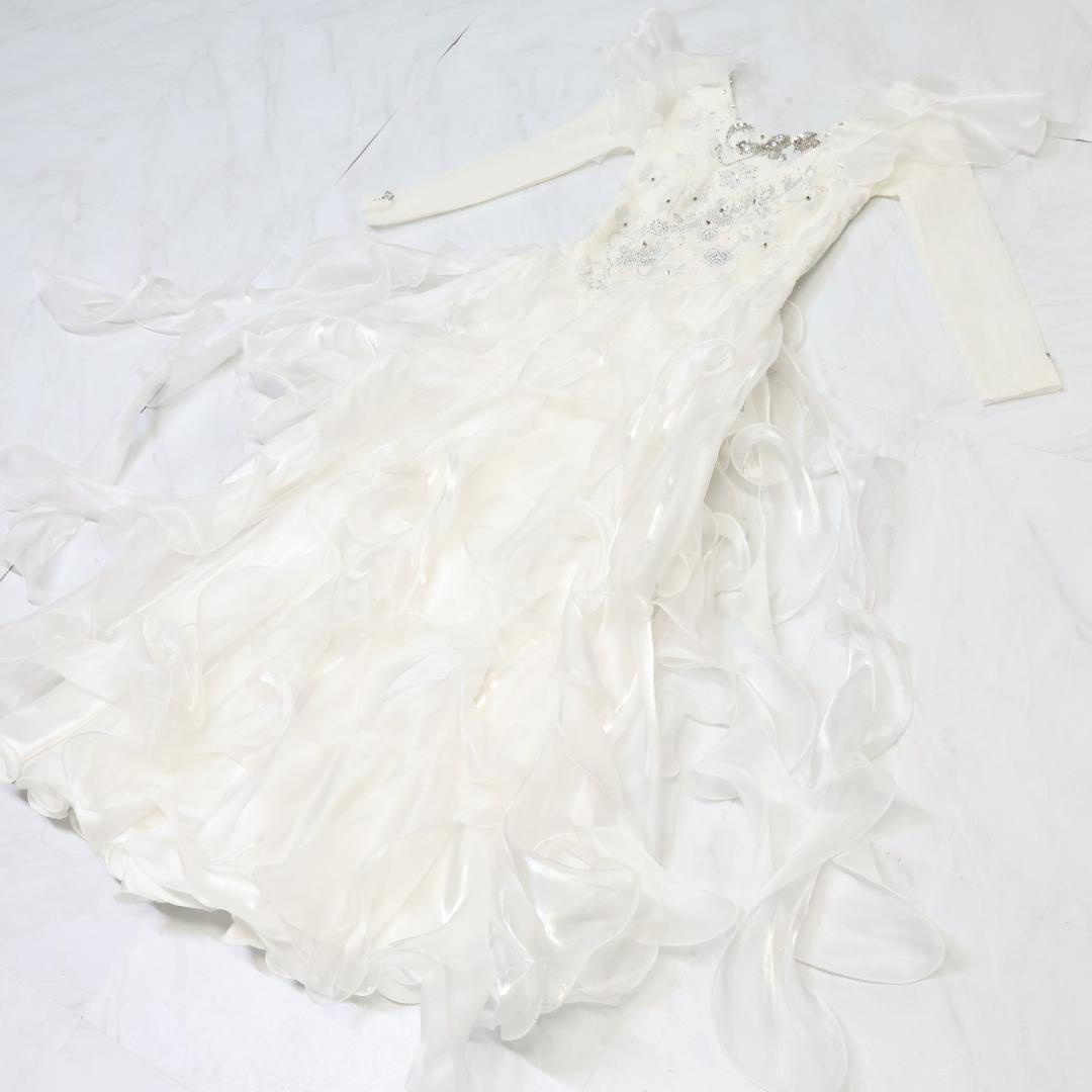 社交ダンス衣装】ホワイト prima boutique ワンピース ドレス 白