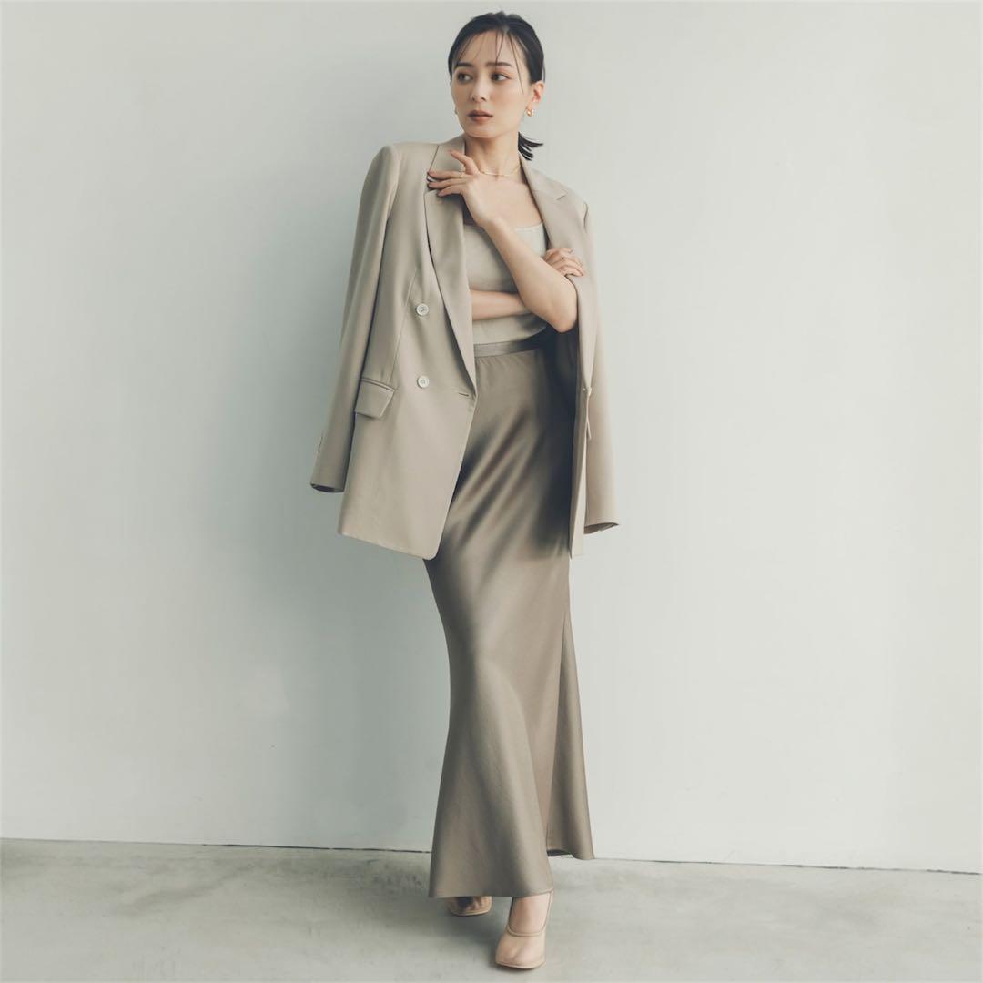 anuans サテンナロースカート モカ