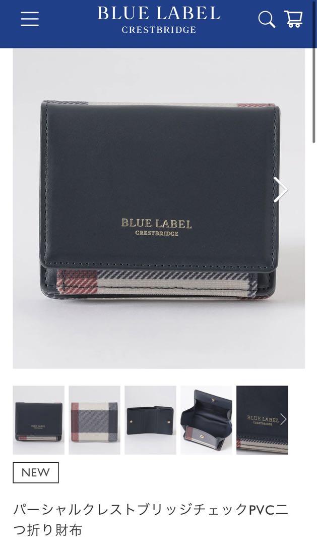 ブルーレーベルクレストブリッジ ★チェック×ネイビー革折財布新品★コインケース