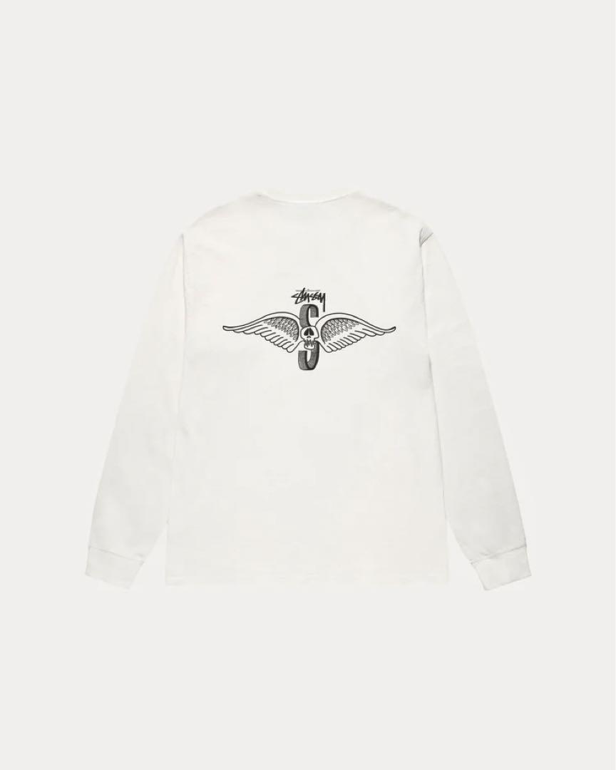 STUSSY 25SS SKULL WINGS LS TEE PIG ナチュラル