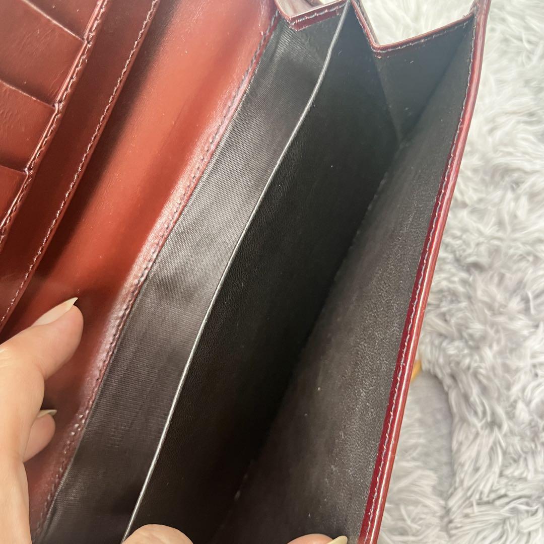 美品✨GUCCI 長財布　ゴールドフラップ　GGキャンバス　ロイヤルレッド