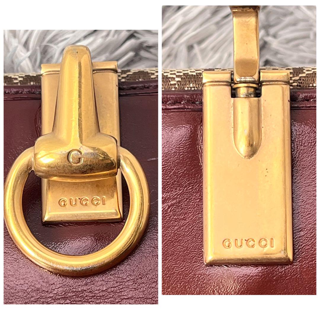 美品✨GUCCI 長財布　ゴールドフラップ　GGキャンバス　ロイヤルレッド