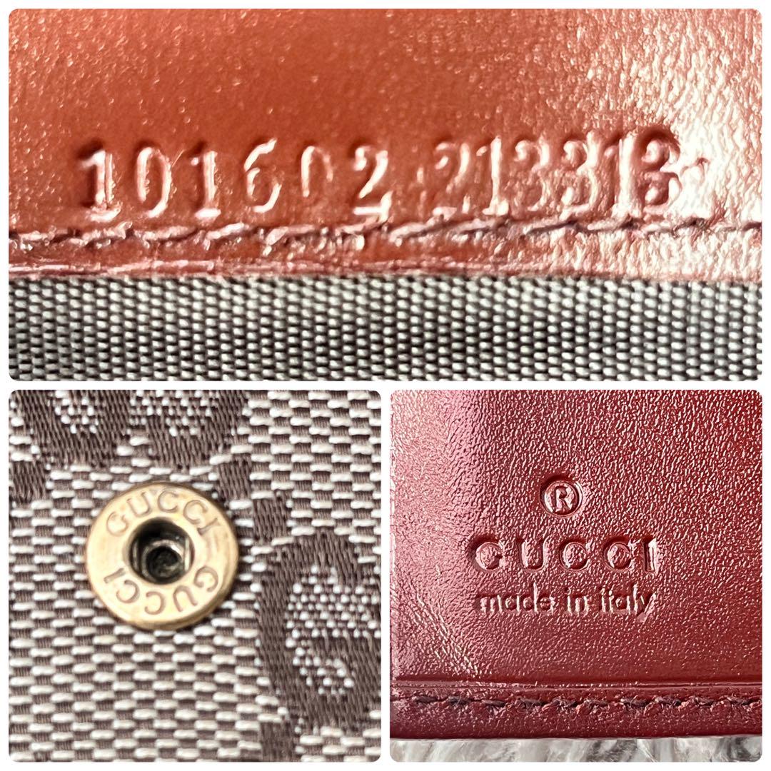 美品✨GUCCI 長財布　ゴールドフラップ　GGキャンバス　ロイヤルレッド