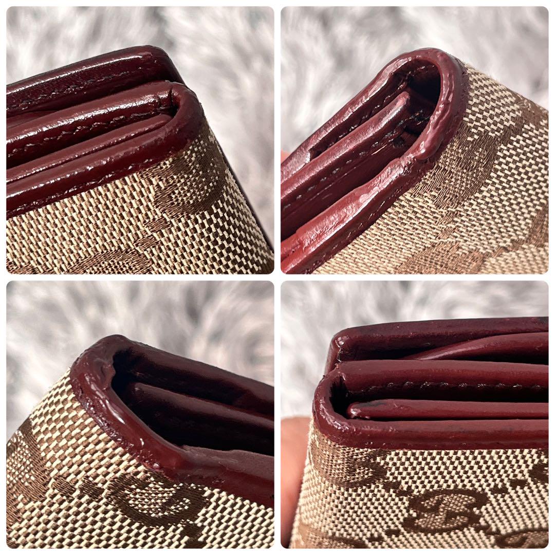 美品✨GUCCI 長財布　ゴールドフラップ　GGキャンバス　ロイヤルレッド