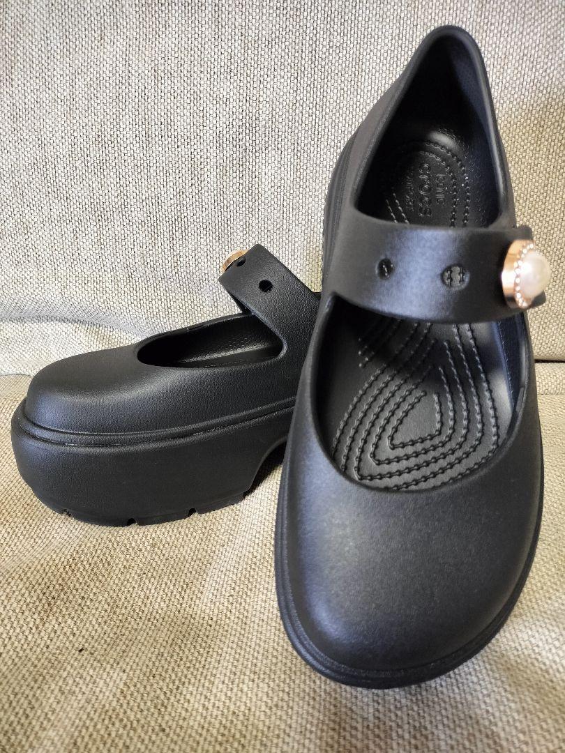M！ 未使用級！Crocs ブラック ストンプ メリー ジェーン