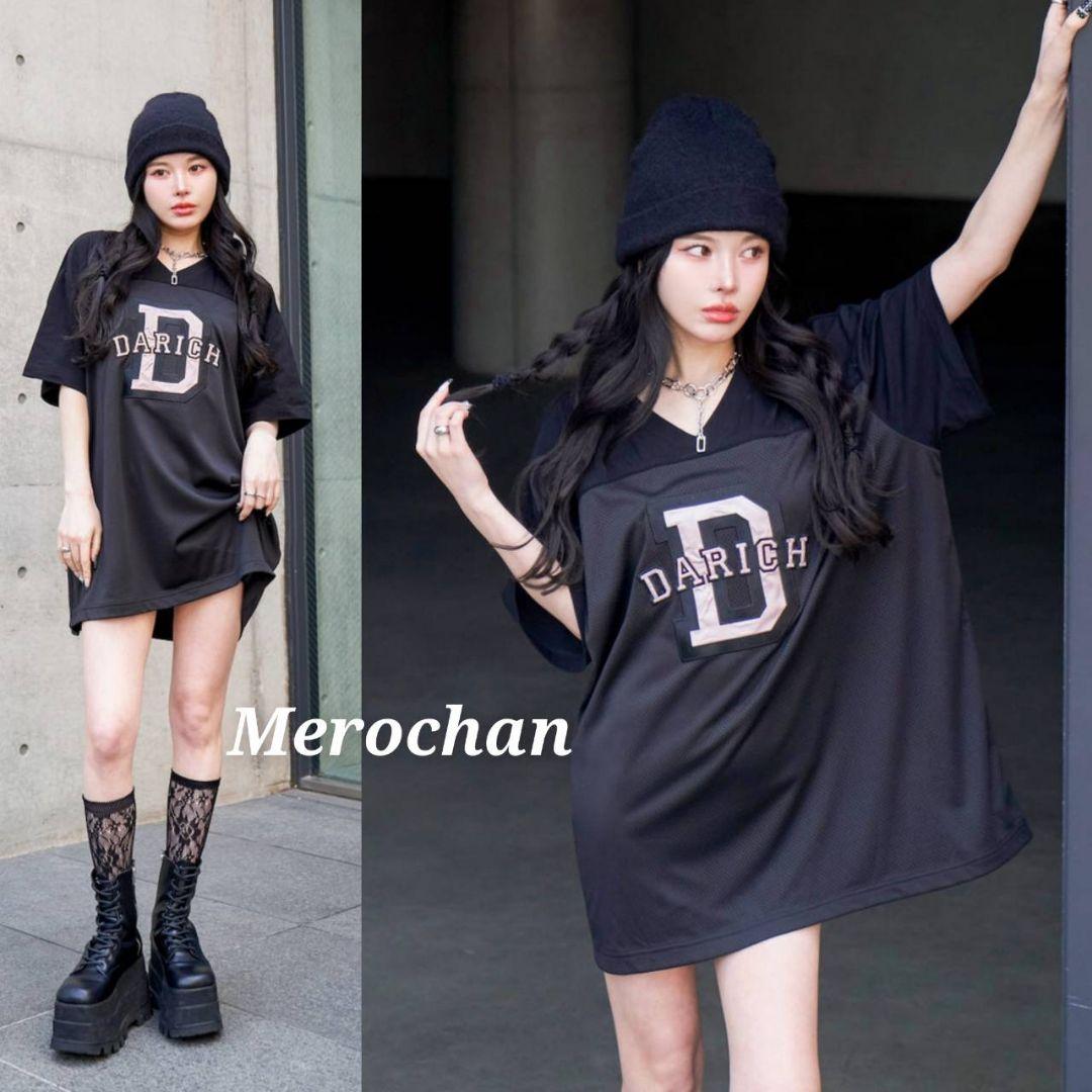 ダーリッチ  メッシュアップリケビッグTシャツ