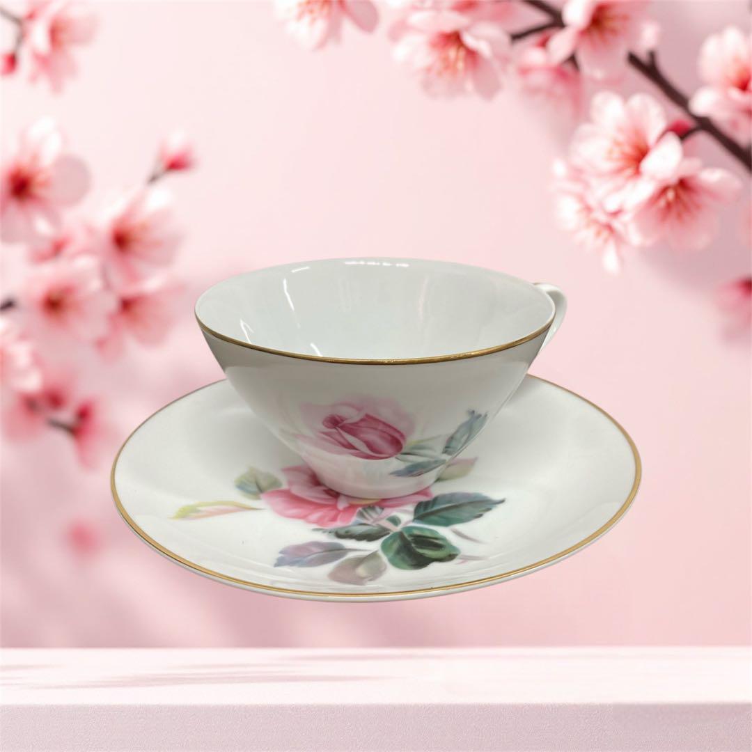 L-611　新品　プレミアノリタケ　カップ＆ソーサー　薔薇　5客　ビンテージ