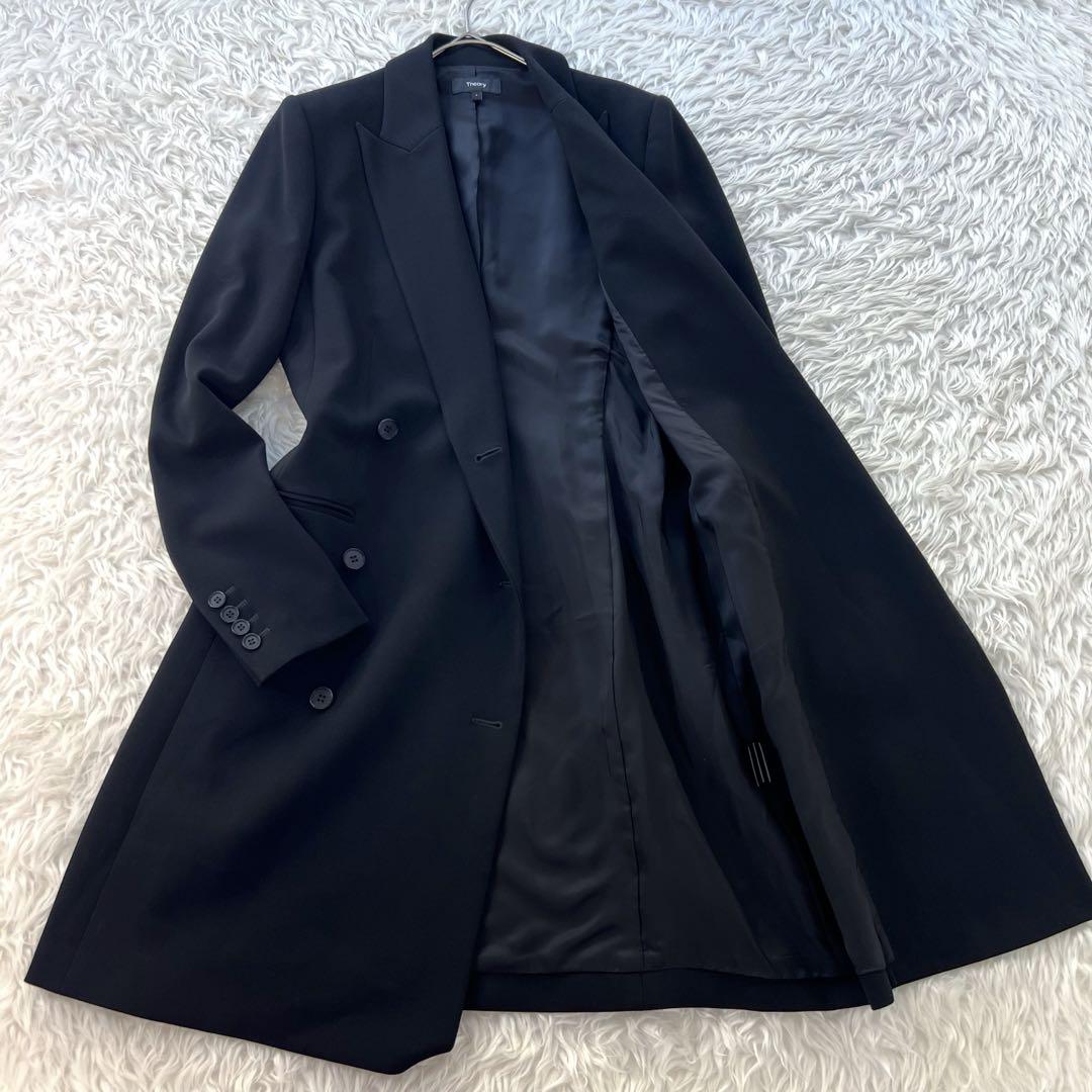 Theory レディース ダブル ロングコート ロングジャケット 黒 M