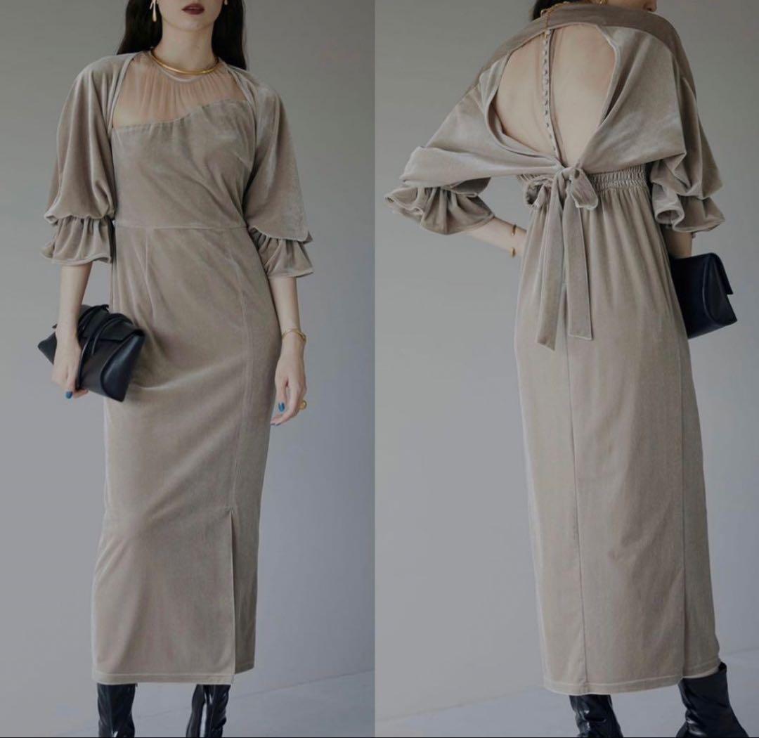 amerivintage 美品 2WAY CURVE VELOURS DRESS amerivintage 美品 2WAY CURVE VELOURS DRESS