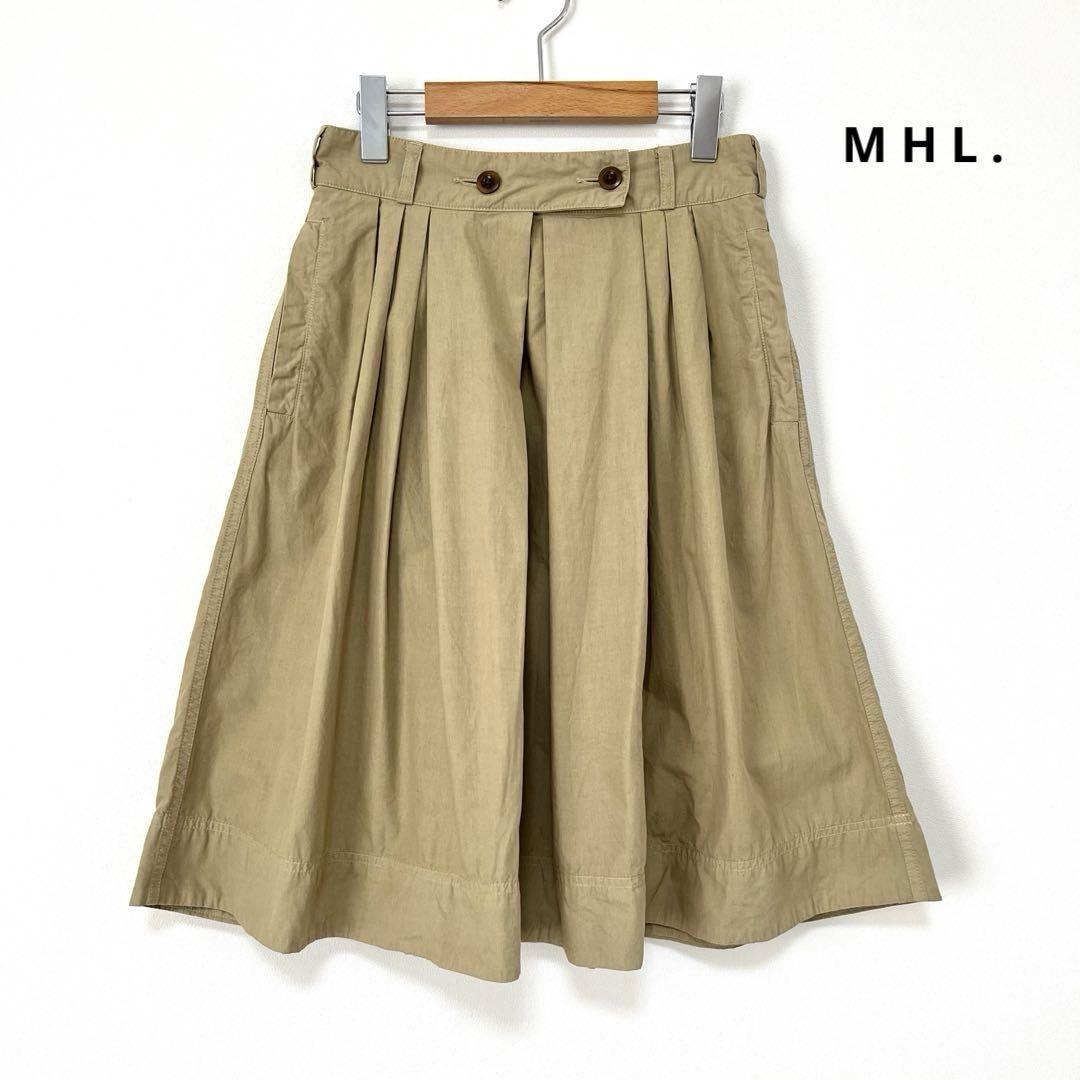 MHL. エムエイチエルコットンリネン タックスカート フレア