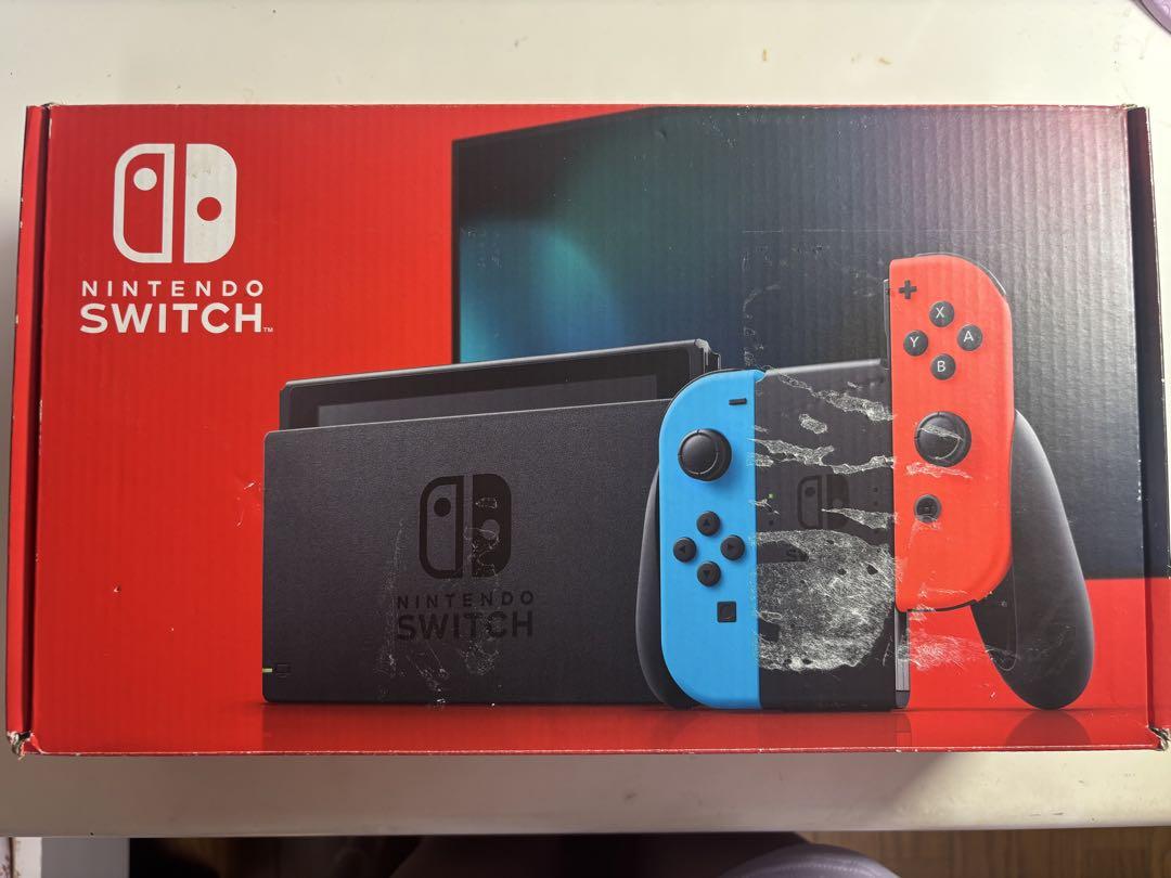 【美品】Nintendo Switch本体ネオンブルー＆レッド 保護フィルム付き
