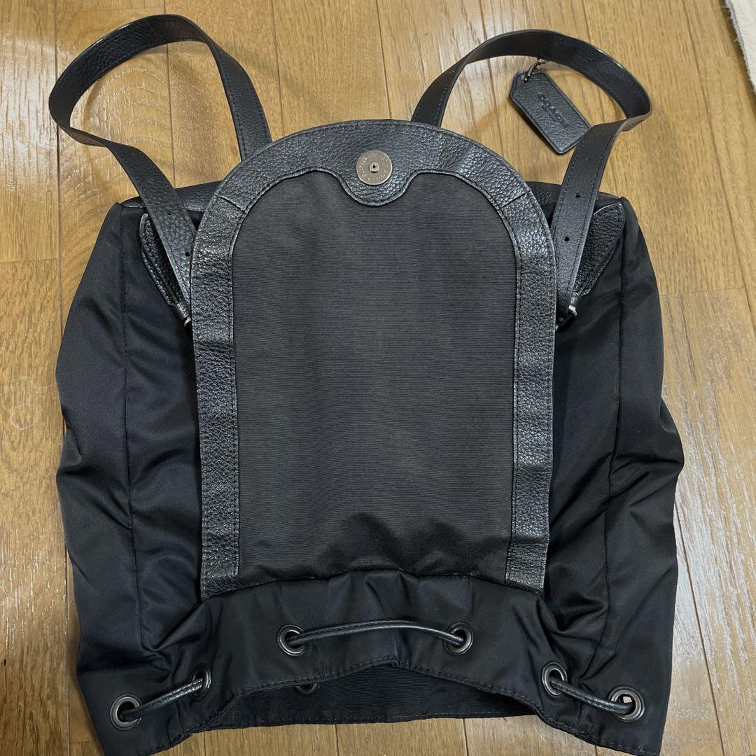 COACH コーチ リュック 黒 ナイロン 紐革 軽量