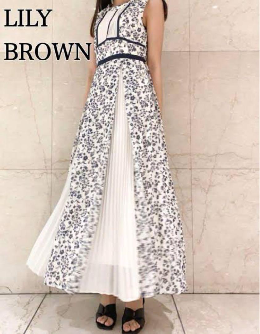 LILY BROWN スイッチングシフォンワンピース