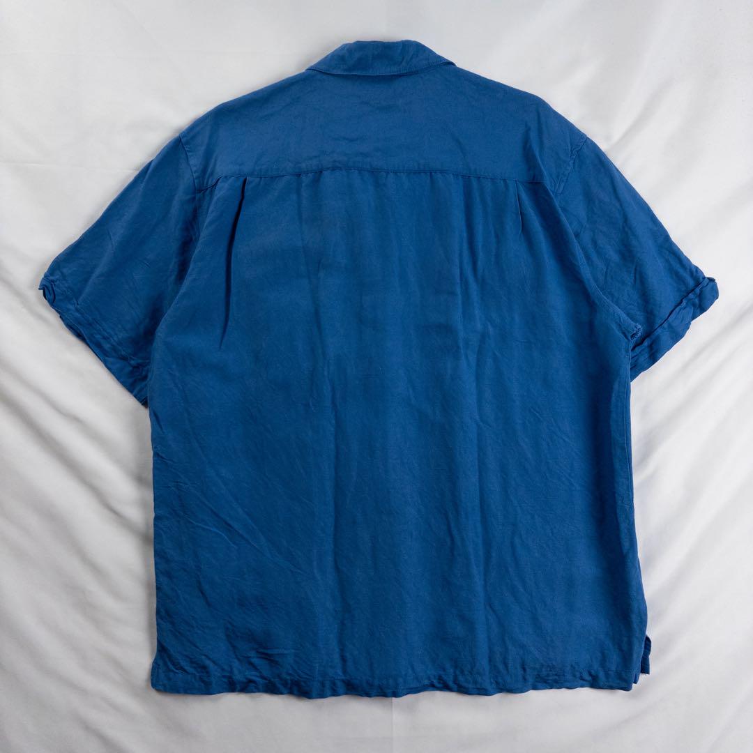 ビンテージ古着 00s 開襟 刺繍 立体 エスニック ブルー 青