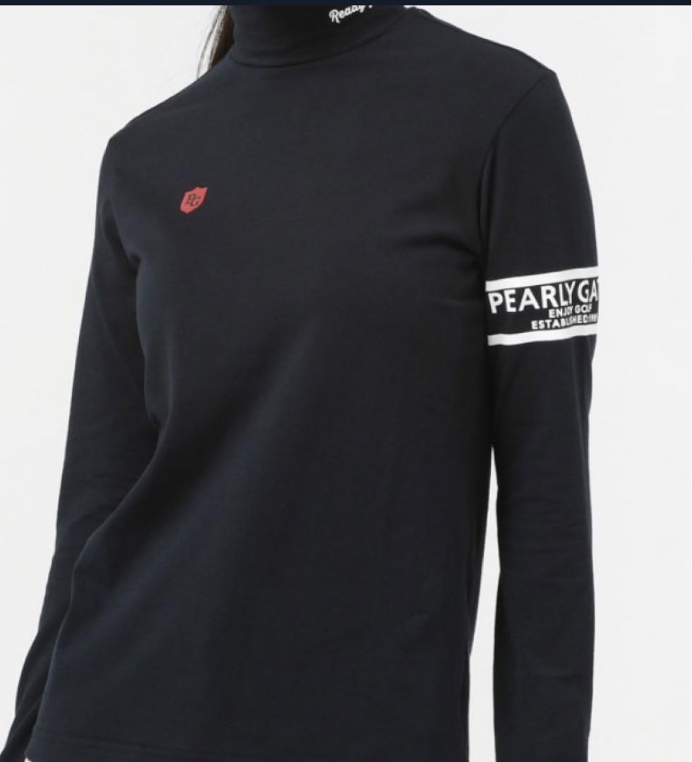 新品　パーリーゲイツ　ハイネックシャツ　長袖カットソー　ネイビー　サイズ0 新品 パーリーゲイツ ハイネック モックネックシャツ 長袖