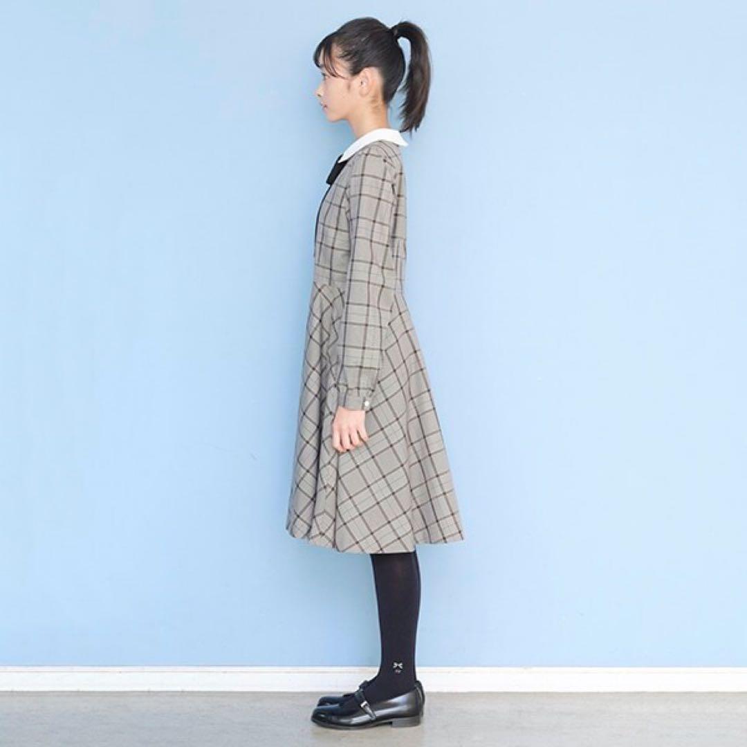 kaori.さま専用　ポンポネット　ジュニア　白衿長袖チェックワンピース　受験