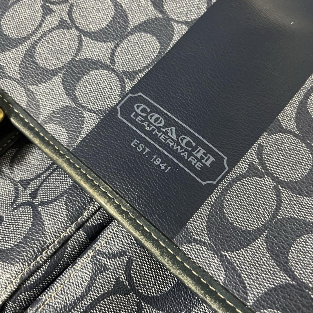 美品✨ 希少色✨ コーチ ショルダーバッグ シグネチャー ヘリテージ ネイビー