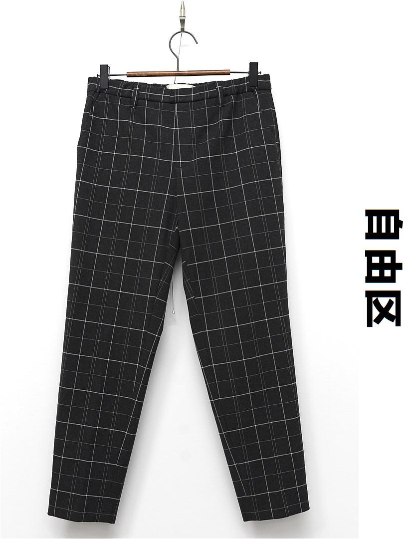 U286/美品 自由区 テーパードパンツ 起毛 チェック 40 グレー 春秋冬