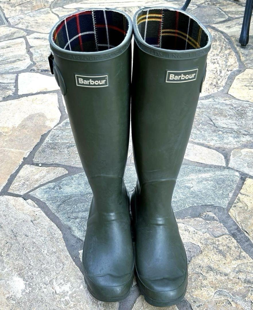 《Barbour》 サイドベルトレインブーツ