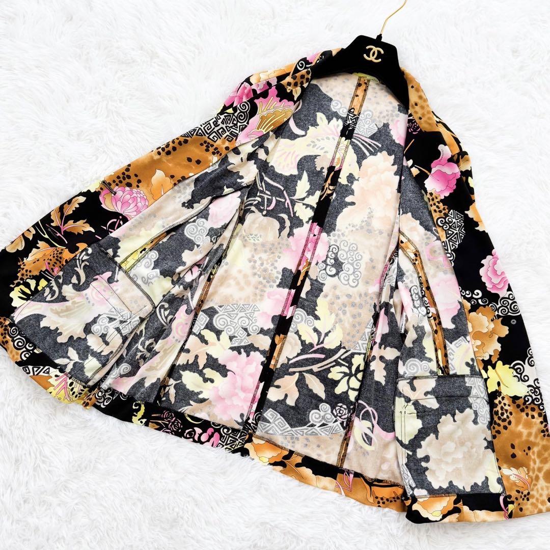 極美品 LEONARD カンカン素材 花柄 テーラードジャケット 羽織り