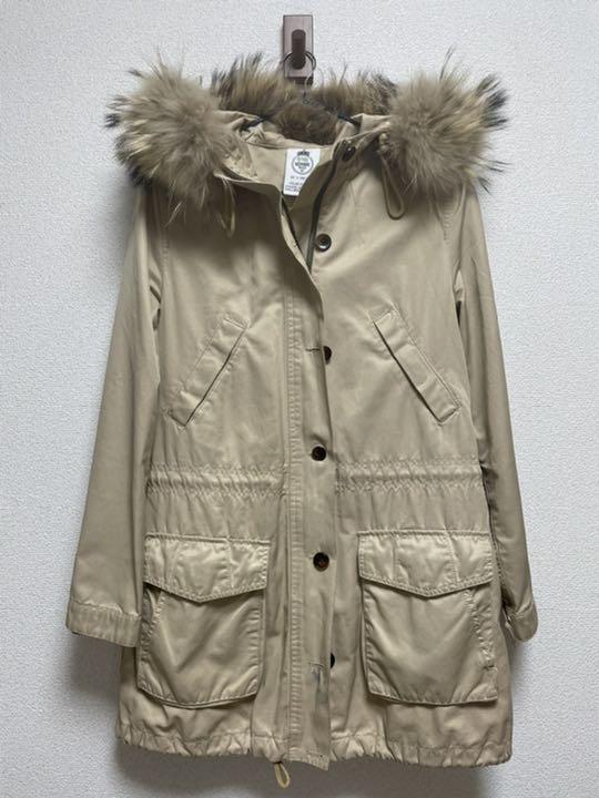 ノンブルアンペール ジャケット ファー付き ベージュ モッズコート