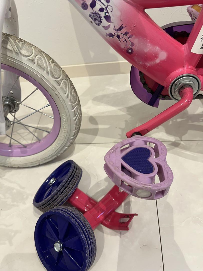 レア幼児用自転車 ピンク ディズニープリンセス12インチ　海外　人形つき