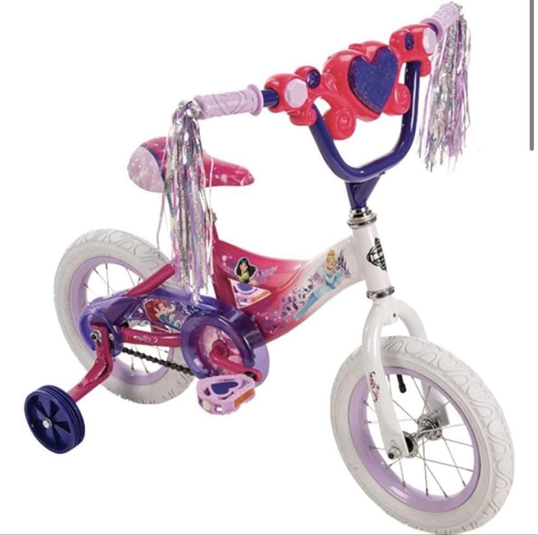 レア幼児用自転車 ピンク ディズニープリンセス12インチ　海外　人形つき