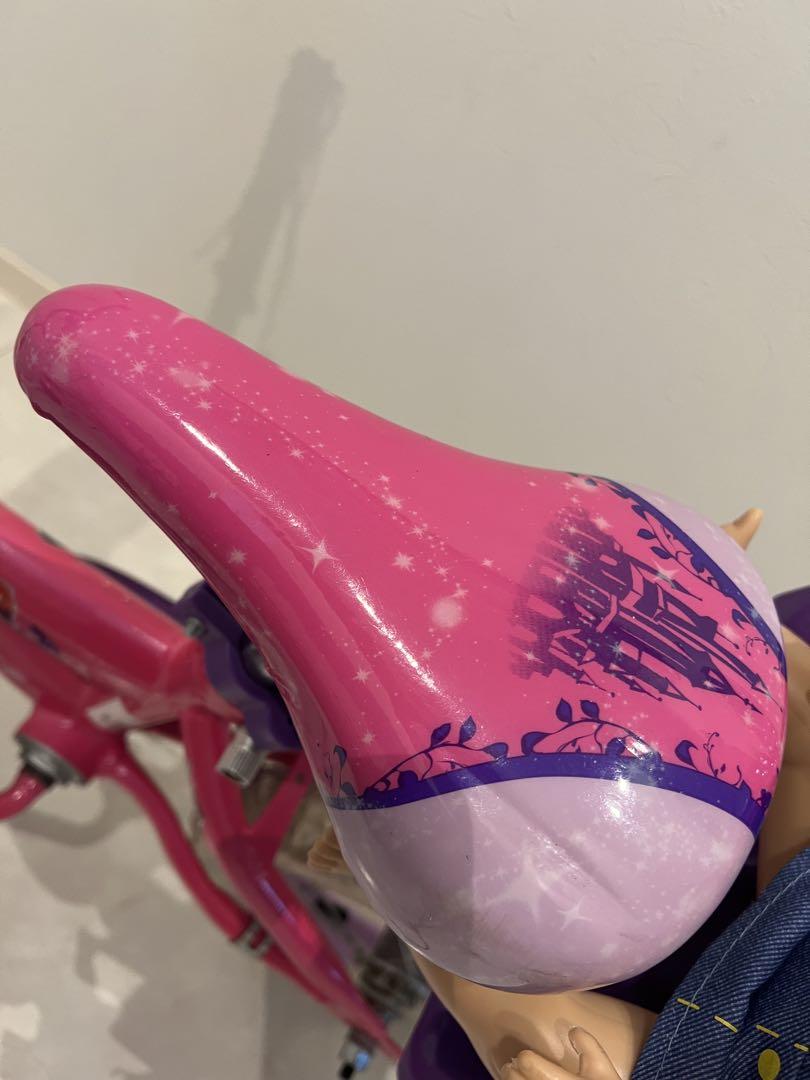 レア幼児用自転車 ピンク ディズニープリンセス12インチ　海外　人形つき