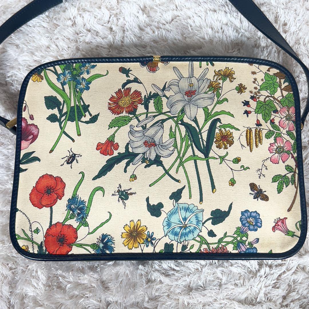希少✨ オールドグッチ フローラ柄 ショルダーバッグ レザー
