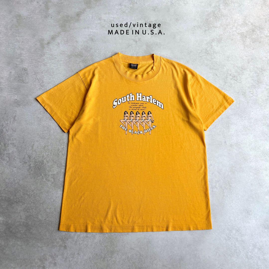 80s~ used USA製 フルーツボディ 人 プリント Tシャツ