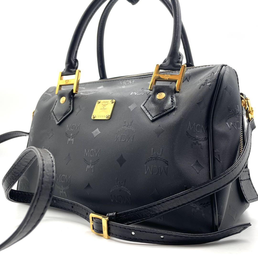 【極美品】MCM バッグ　2way ヴィセトス　ロゴプレート　PVC ブラック