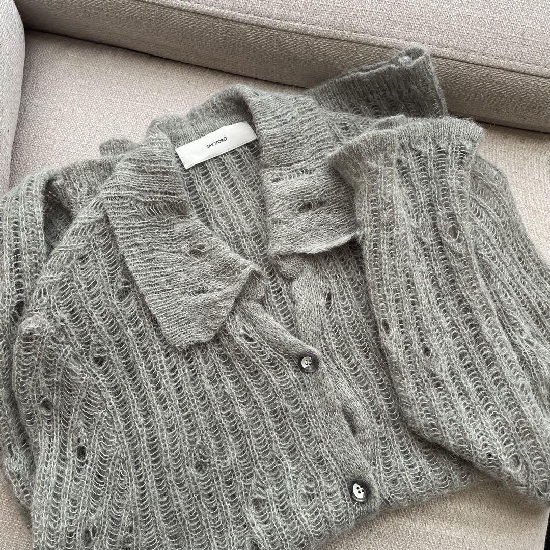 トップス ohotoro Feather Damage Cardigan