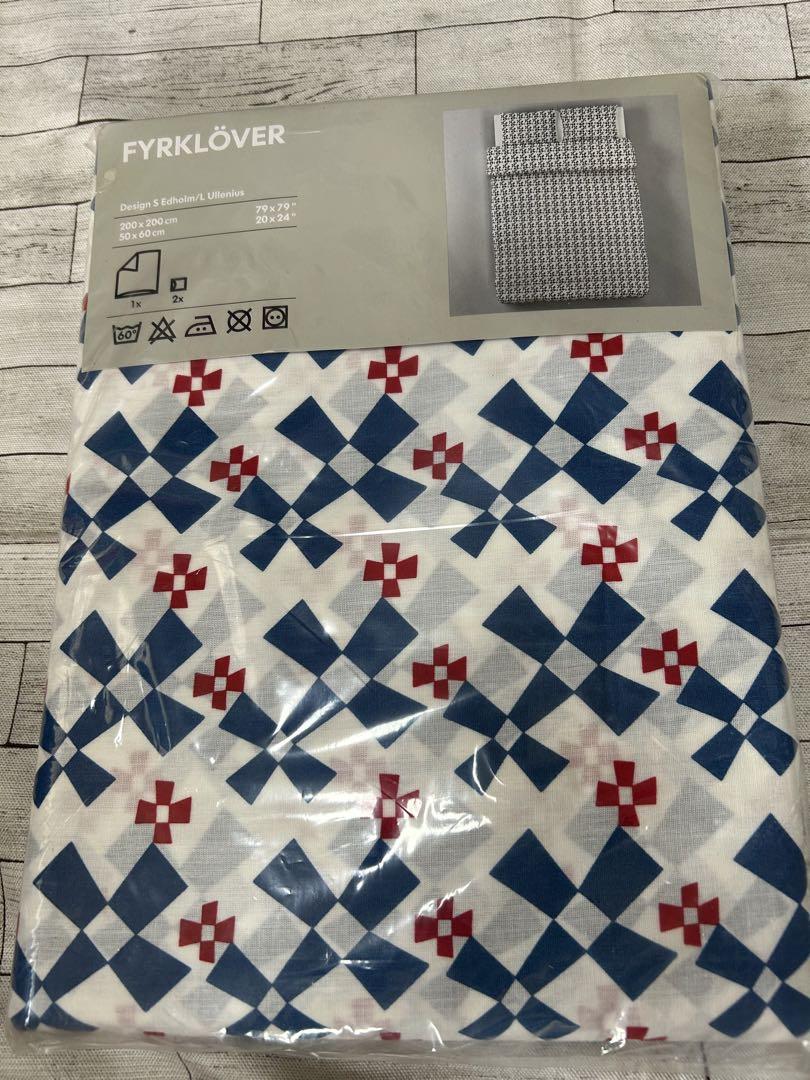 イケアIKEA掛け布団カバー枕カバー2枚セットFYRKLOVER模様マルチカラー