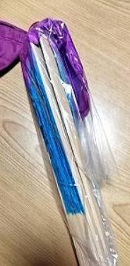 【新品】★ビッグフラッターファンベール★シルク100%！右手のみ★水色青紫