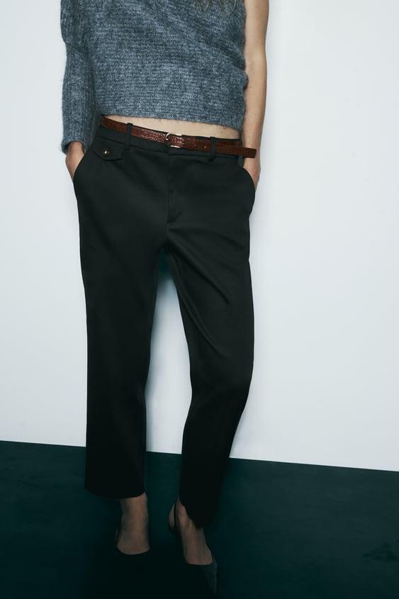 【ZARA】ベルト付きストレートパンツ ブラック | 2753/024/800 210.jpg