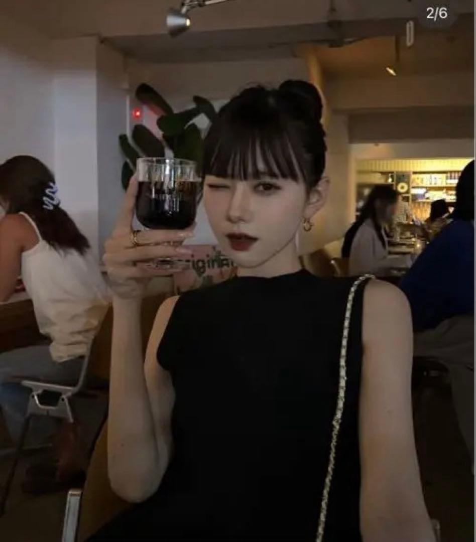 【the toe】ノースリーブフレアワンピースブラック