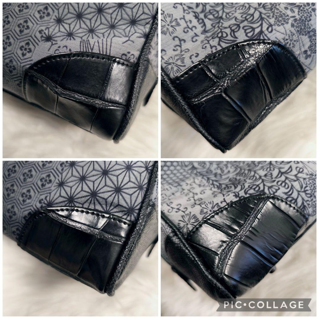 【極美品】JRA認定　クロコダイル　絹　ハンドバッグ　和装　大島