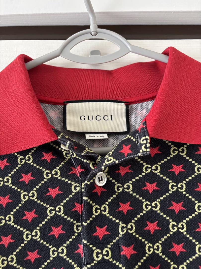 GUCCI 星柄ポロシャツ 黒/赤