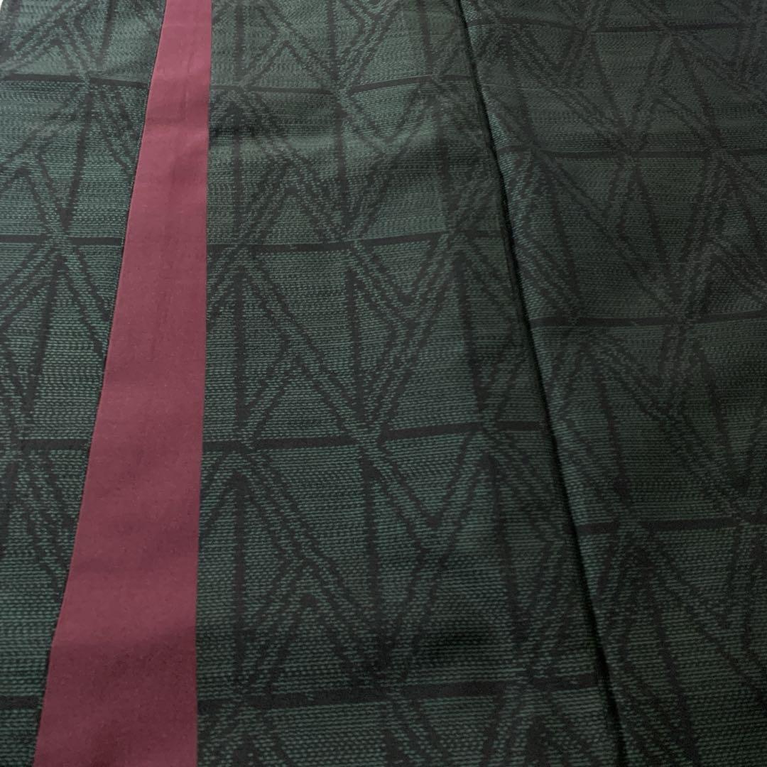 紬 正絹 深緑 裄65 SH-0264
