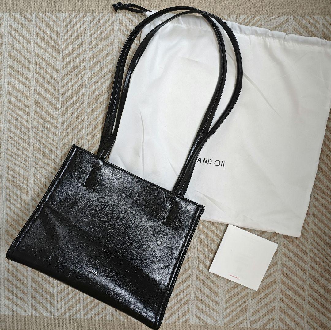 【激安アウトレット!】 STAND OIL ブラックレザートートバッグ Mini Bag バッグ