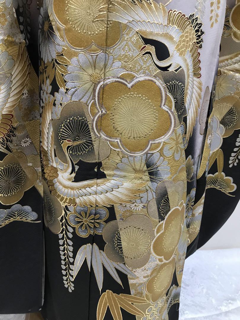 振袖単品　未仕立て品　薄グレー×金彩加工
