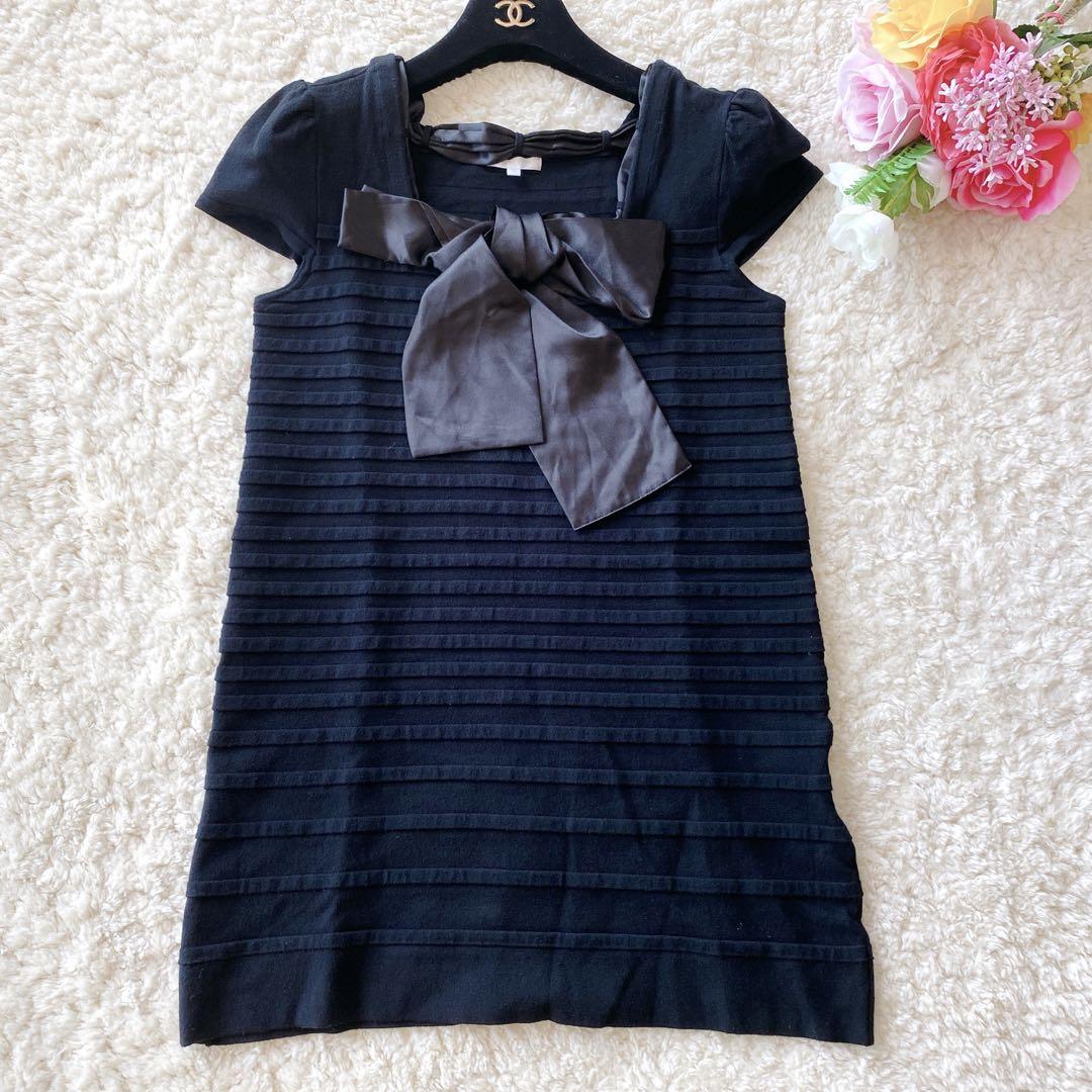 TO BE CHIC - トゥービーシック ニット チュニック リボン 40 黒