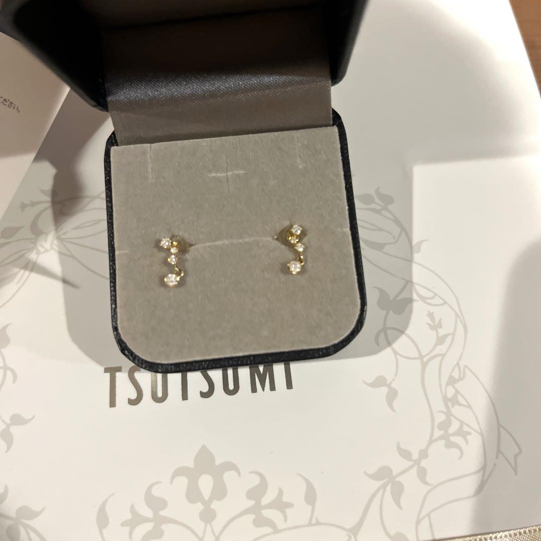 TSUTSUMI クリスタル付きピアス