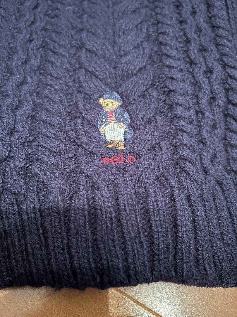 Polo ベア ケーブルニット ウールブレンド マフラー
