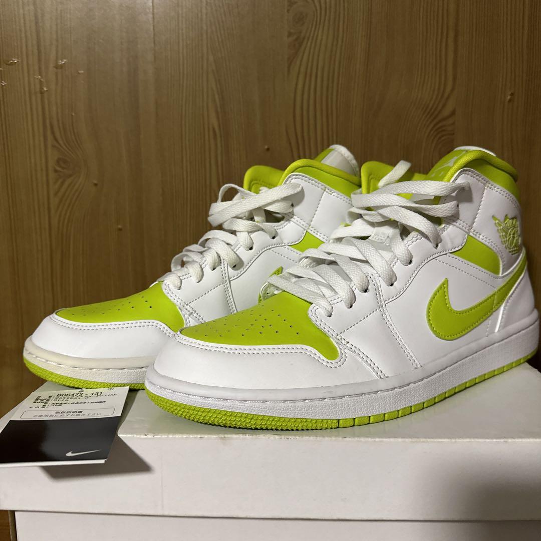 Nike Air Jordan 1 Mid ホワイト/ライム 10.5