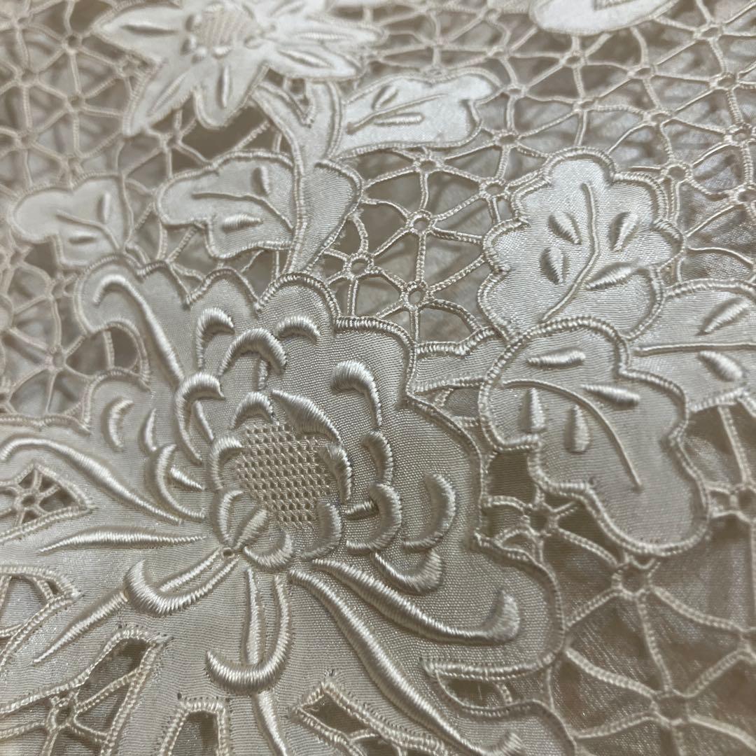 手刺繍 100%シルク 長袖シャツ 34