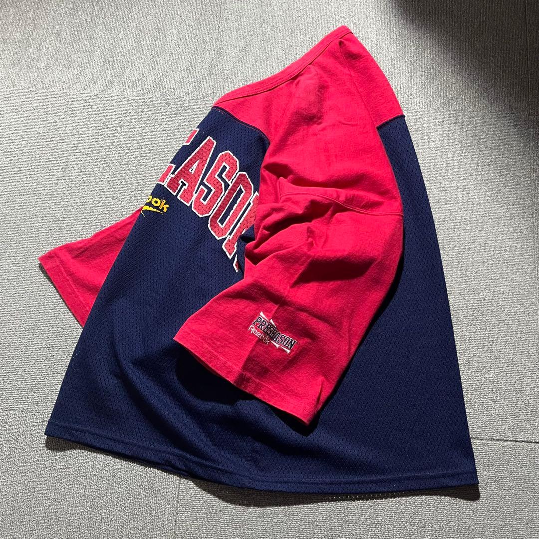 90s USA ヴィンテージ リーボック メッシュ フット t ゲームシャツL Reebok