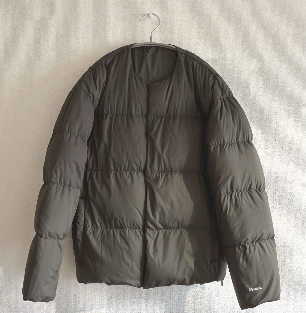 Bshop gymphlex ジムフレックス ノーカラーダウンジャケット カーキ