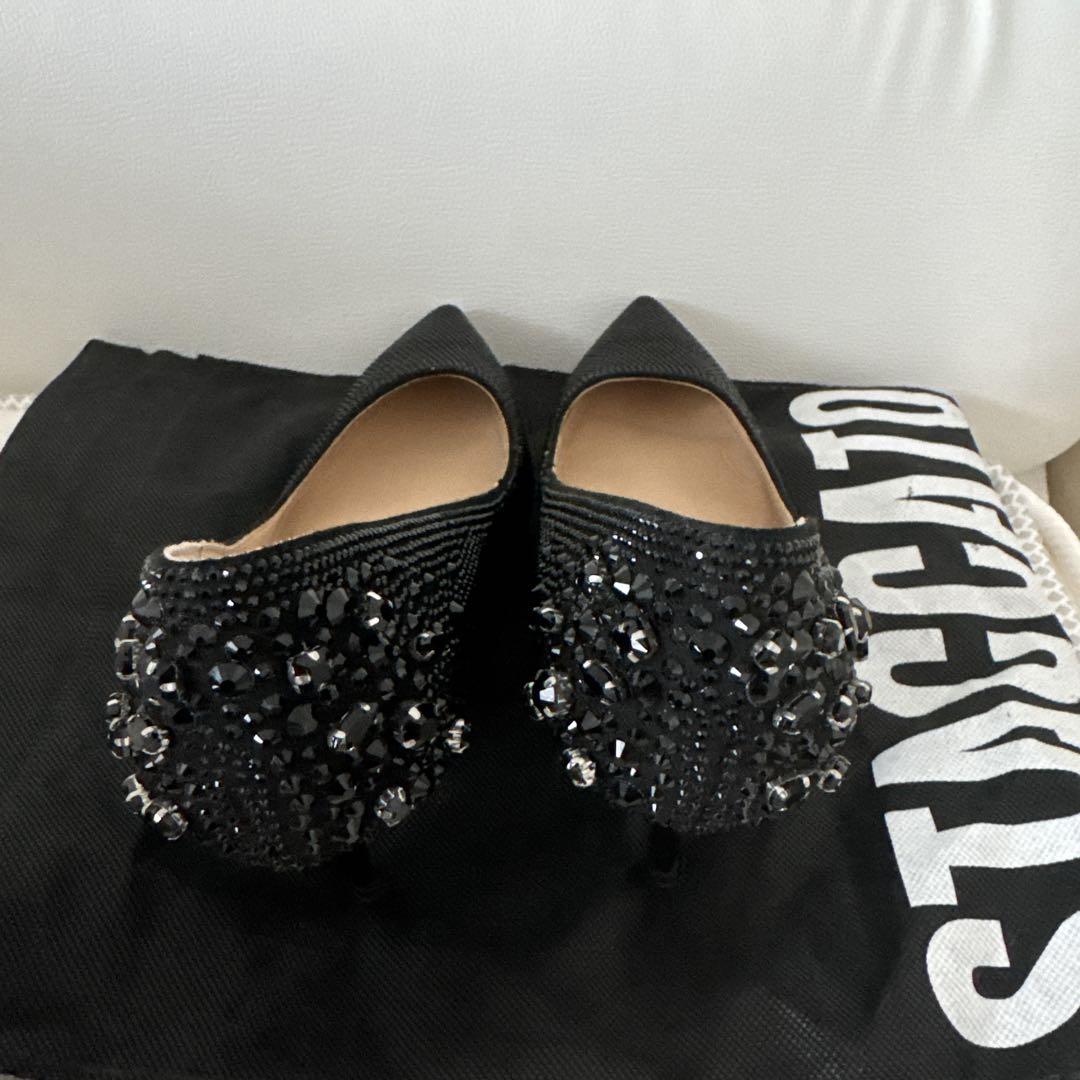 新品未使用　staccato ビジュー付きベージュポインテッドトゥハイヒール